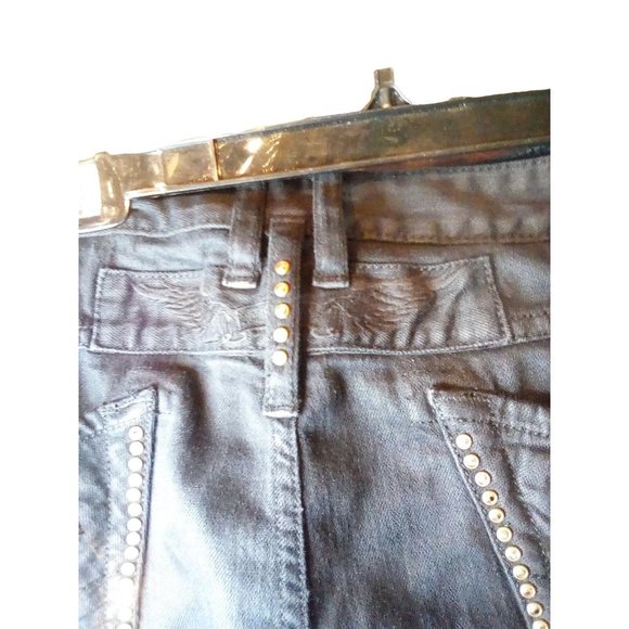 Robin's Jeans Rare loaded Mens Black/Gold Embellished Racer Jeans size 40 - Picture 8 of 10